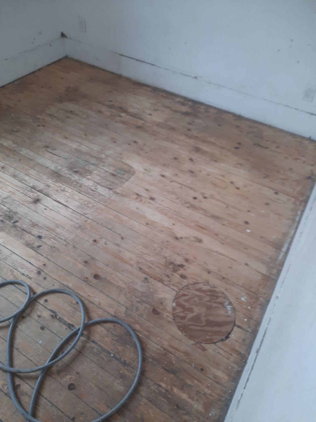 hardwood floor in need of refinishing