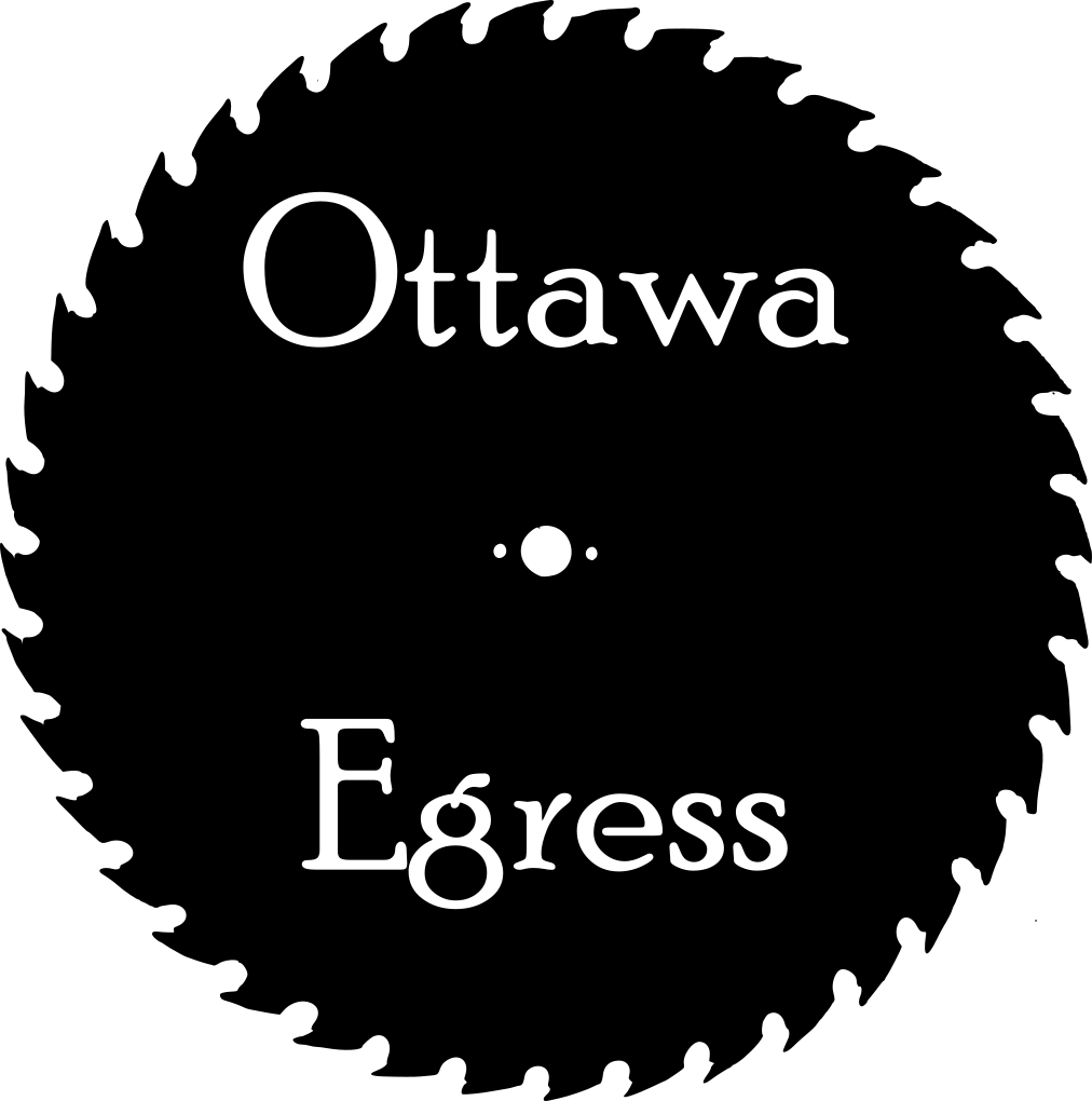 Ottawa Egress windows Logo of a sawblade with company name inside